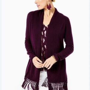 Lilly Pulitzer Cherry Ganage Tatum Long Cardigan with Fringe